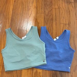 Roxy Blue and Green Cropped Tank Tops